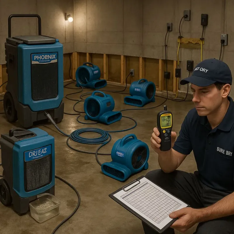 Structural Drying and Dehumidification process in Lumberton, NC